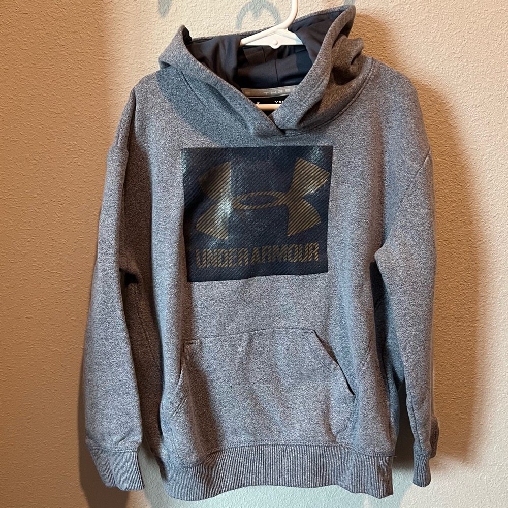 Under Armour size youth s heather gray Big Logo hoodie